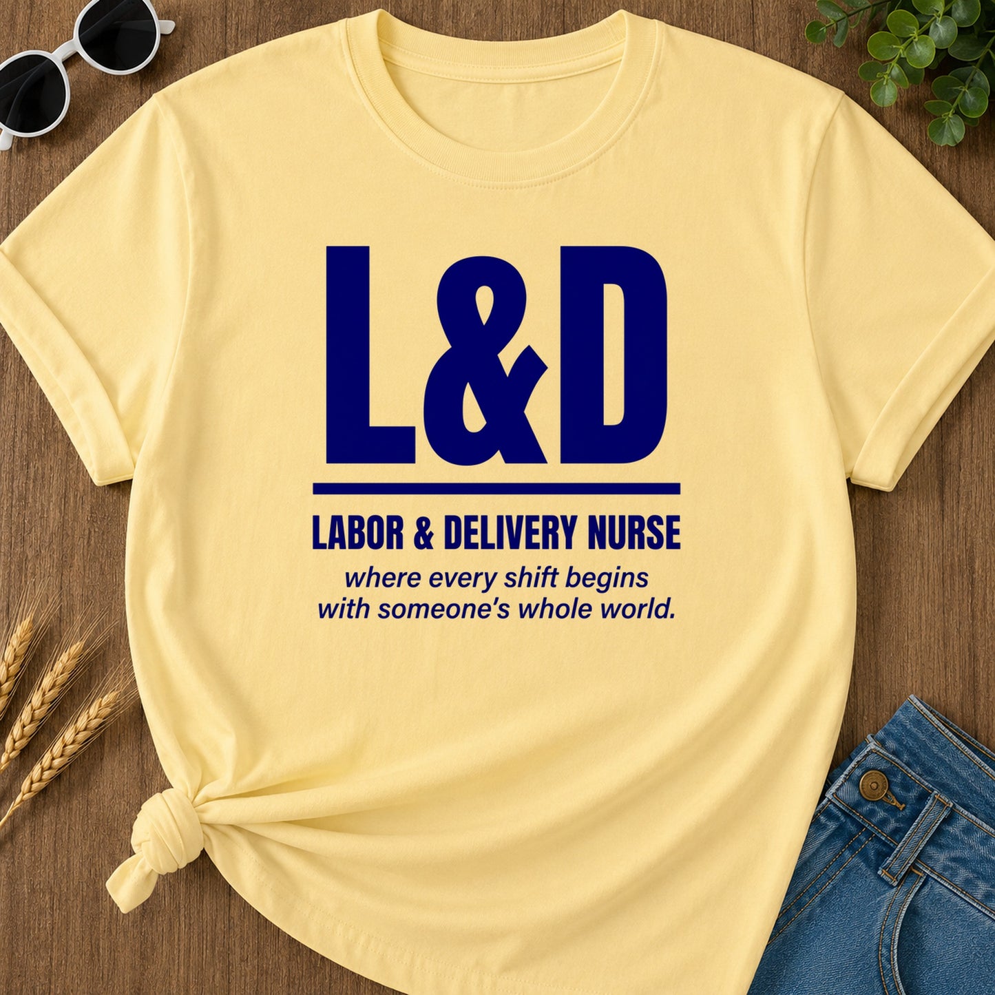 Labor Delivery T-Shirt - Butter Mockup