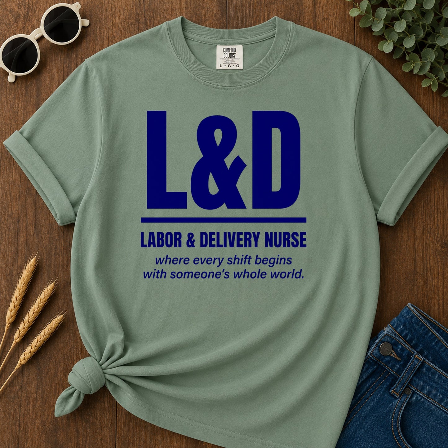 Labor Delivery T-Shirt - Light Green Mockup