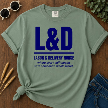 Labor Delivery T-Shirt - Light Green Mockup