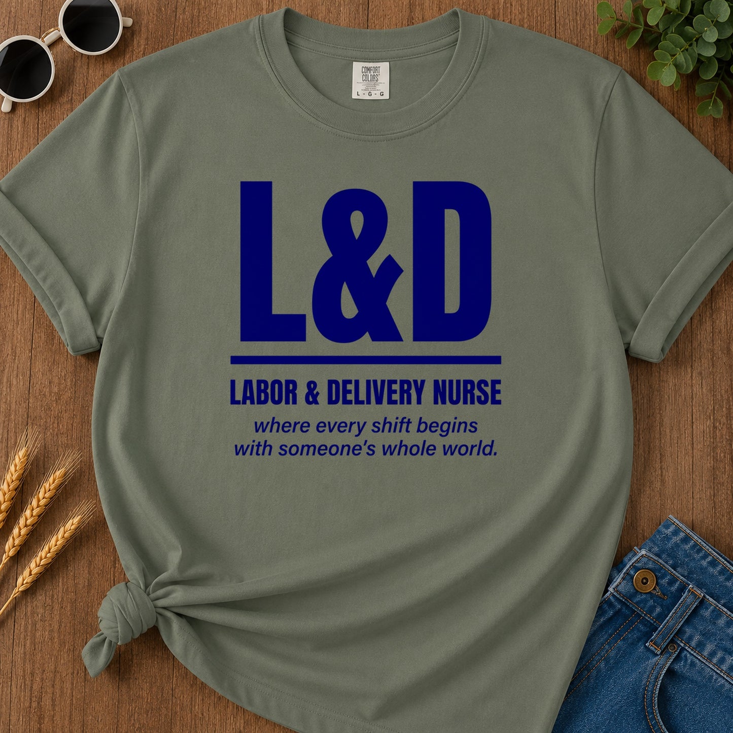 Labor Delivery T-Shirt - Moss Mockup