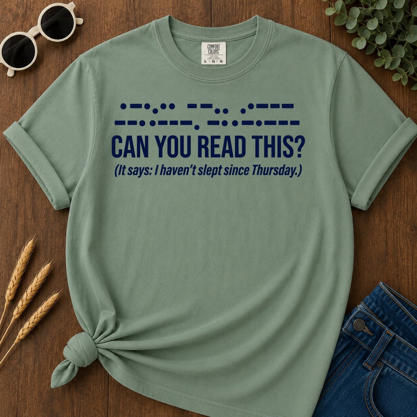 Morse Read T-Shirt - Light Green Mockup
