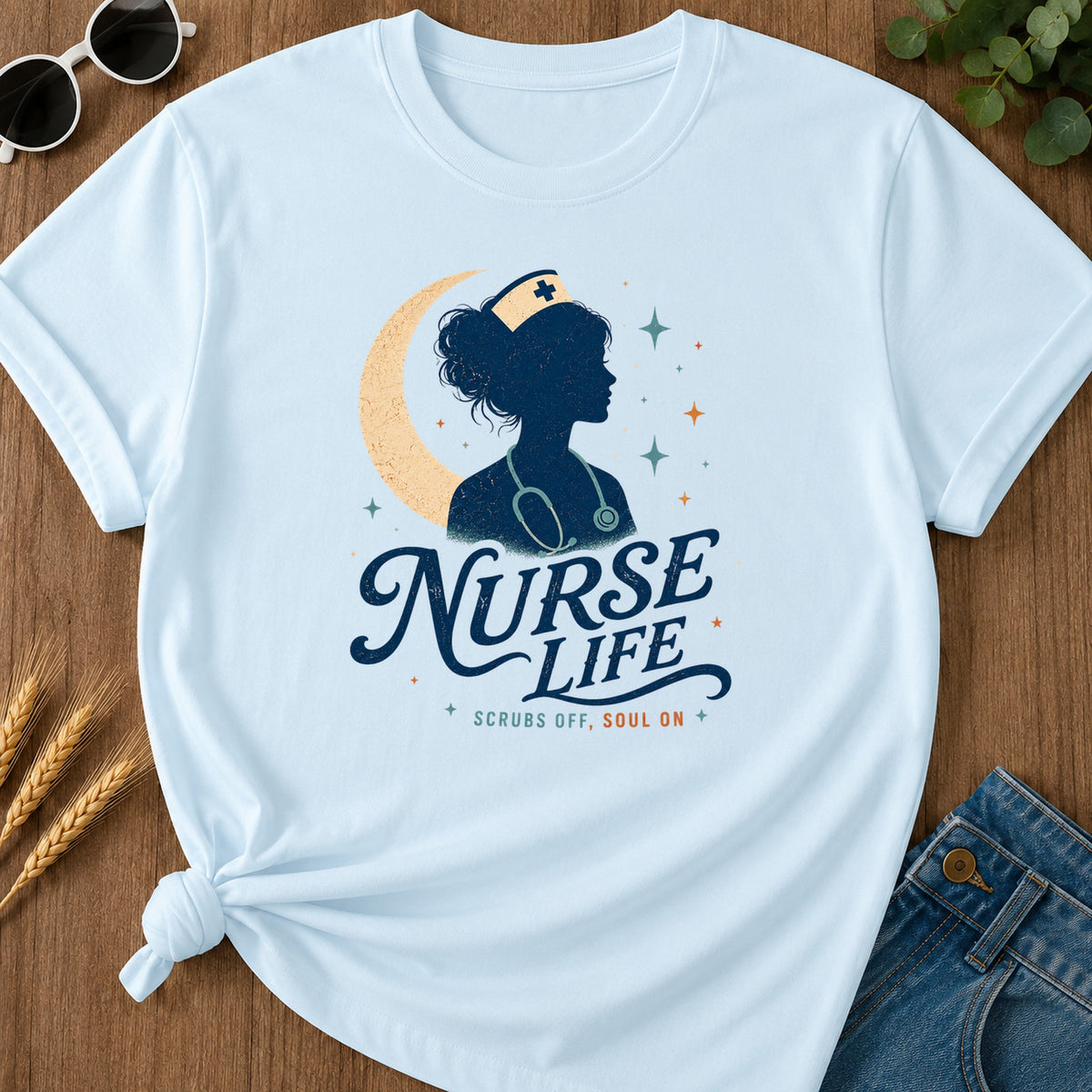 Scrubs Off T-Shirt - Chambray Mockup
