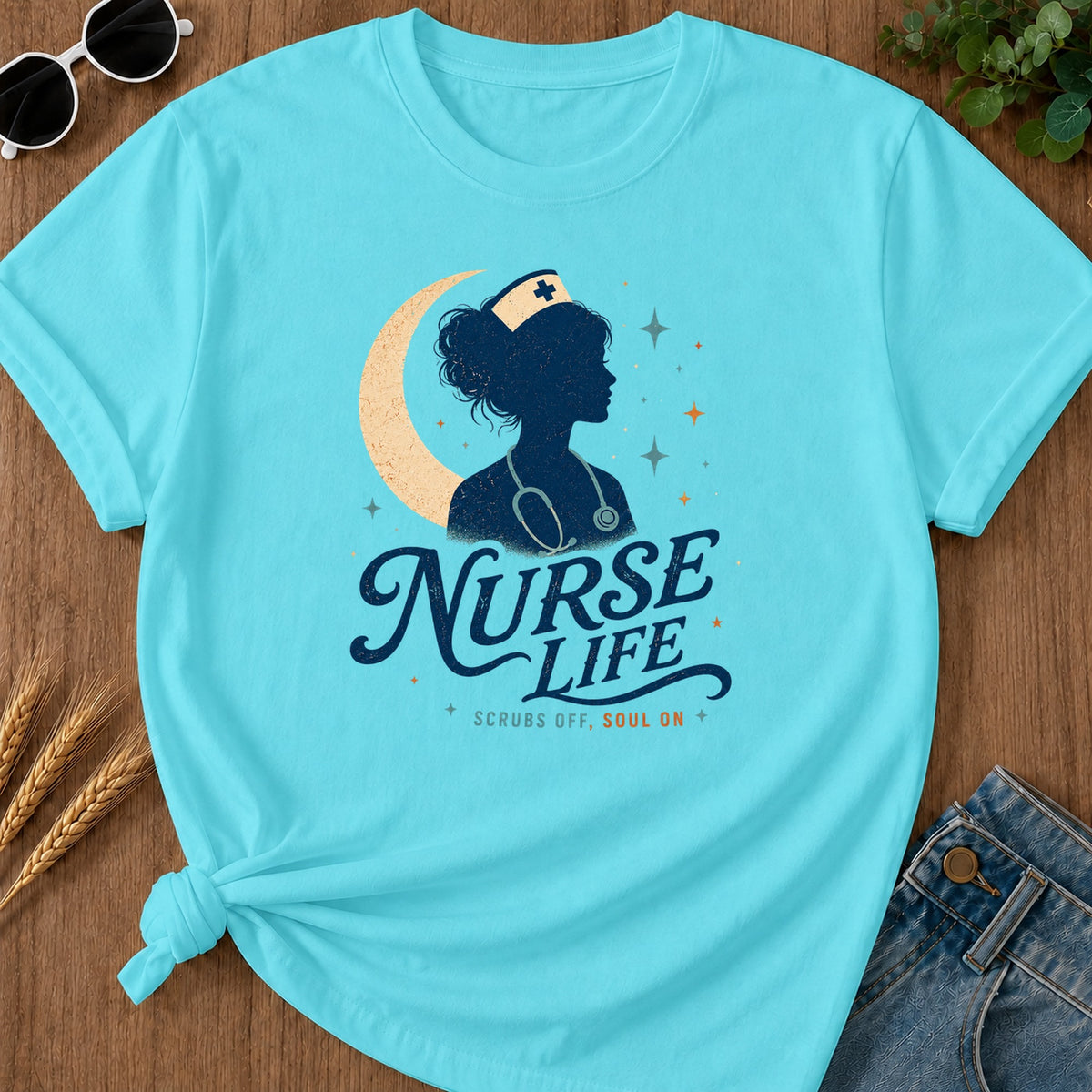 Scrubs Off T-Shirt - Lagoon Blue Mockup