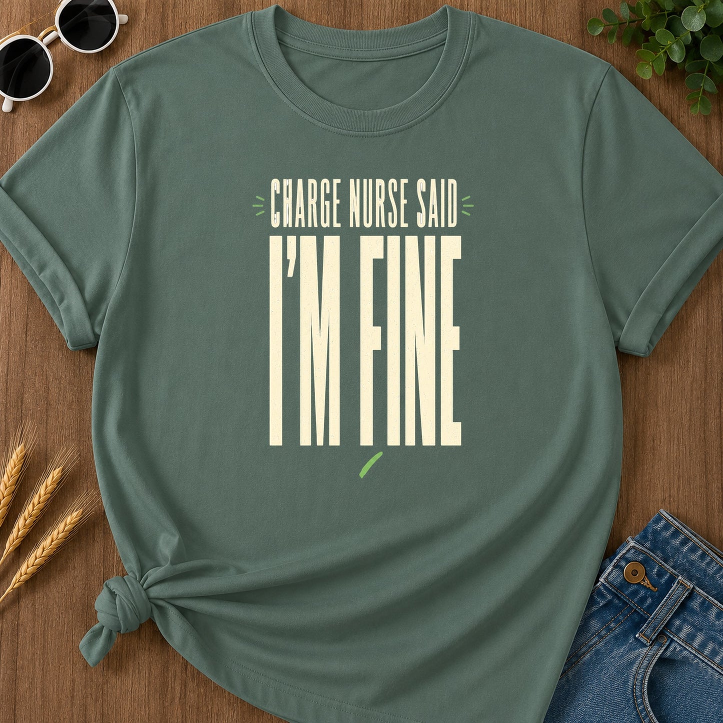 Fine Condensed T-Shirt - Blue Spruce Mockup