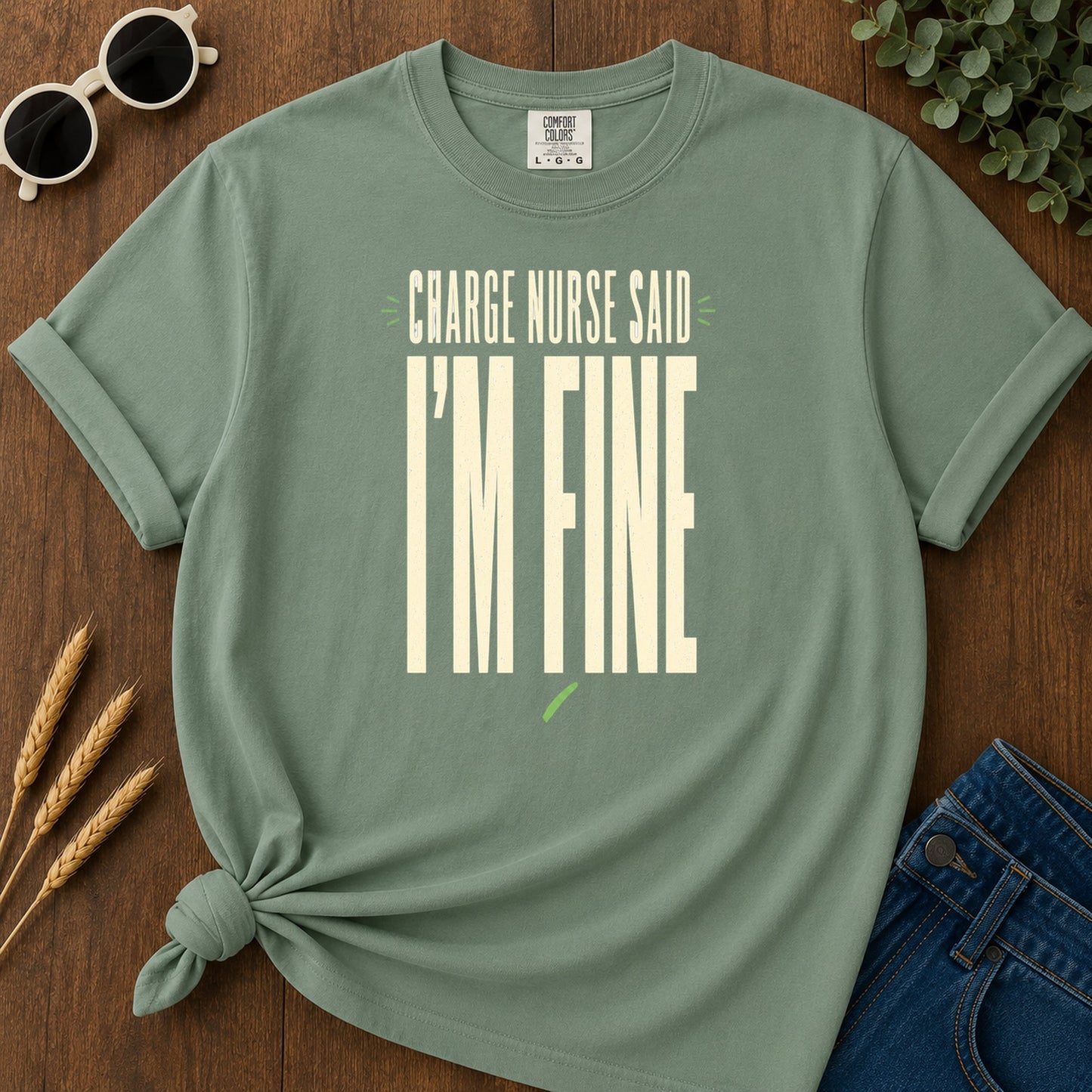 Fine Condensed T-Shirt - Light Green Mockup