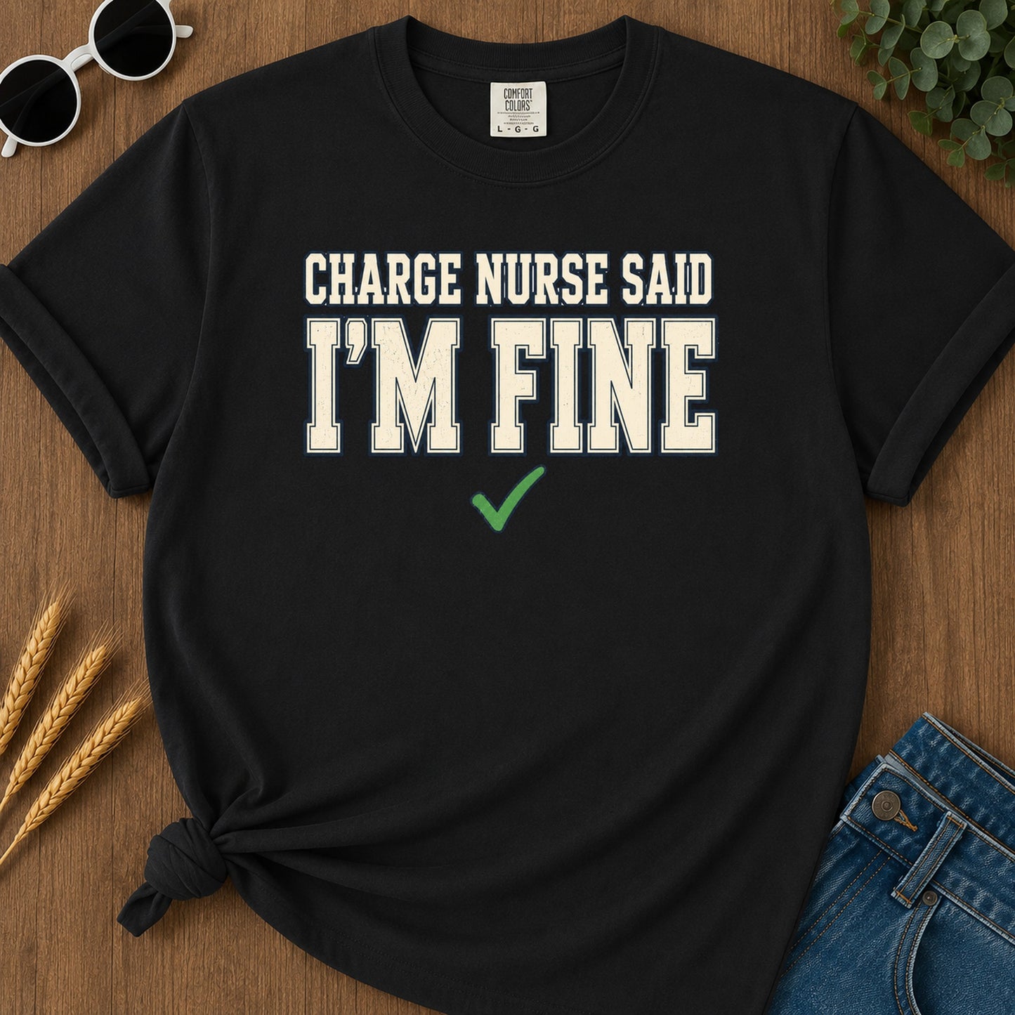 Fine Varsity T-Shirt - Black Mockup