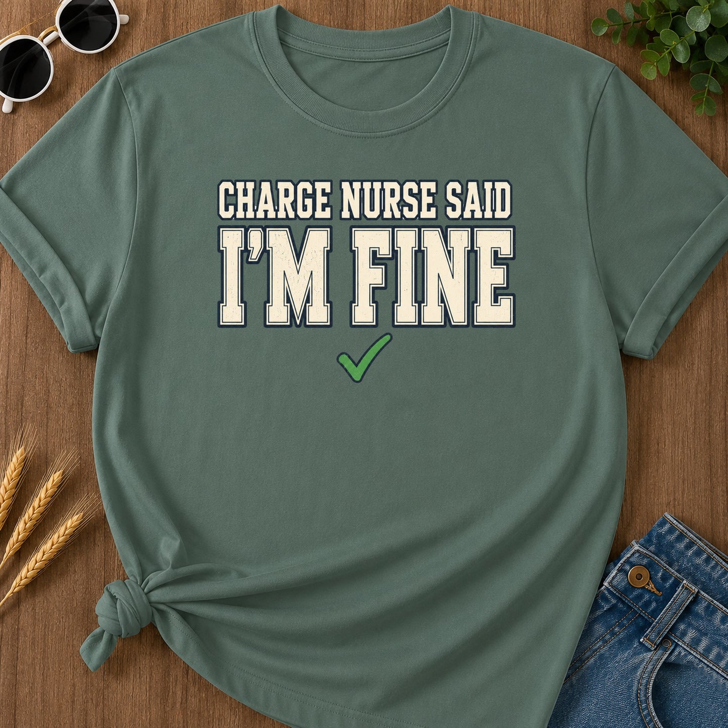 Fine Varsity T-Shirt - Blue Spruce Mockup