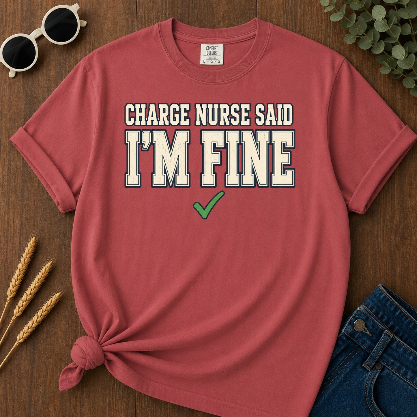 Fine Varsity T-Shirt - Crimson Mockup