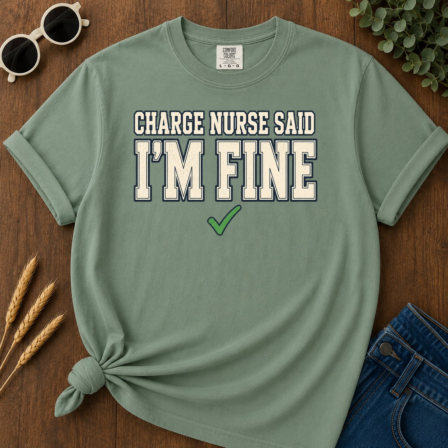 Fine Varsity T-Shirt - Light Green Mockup