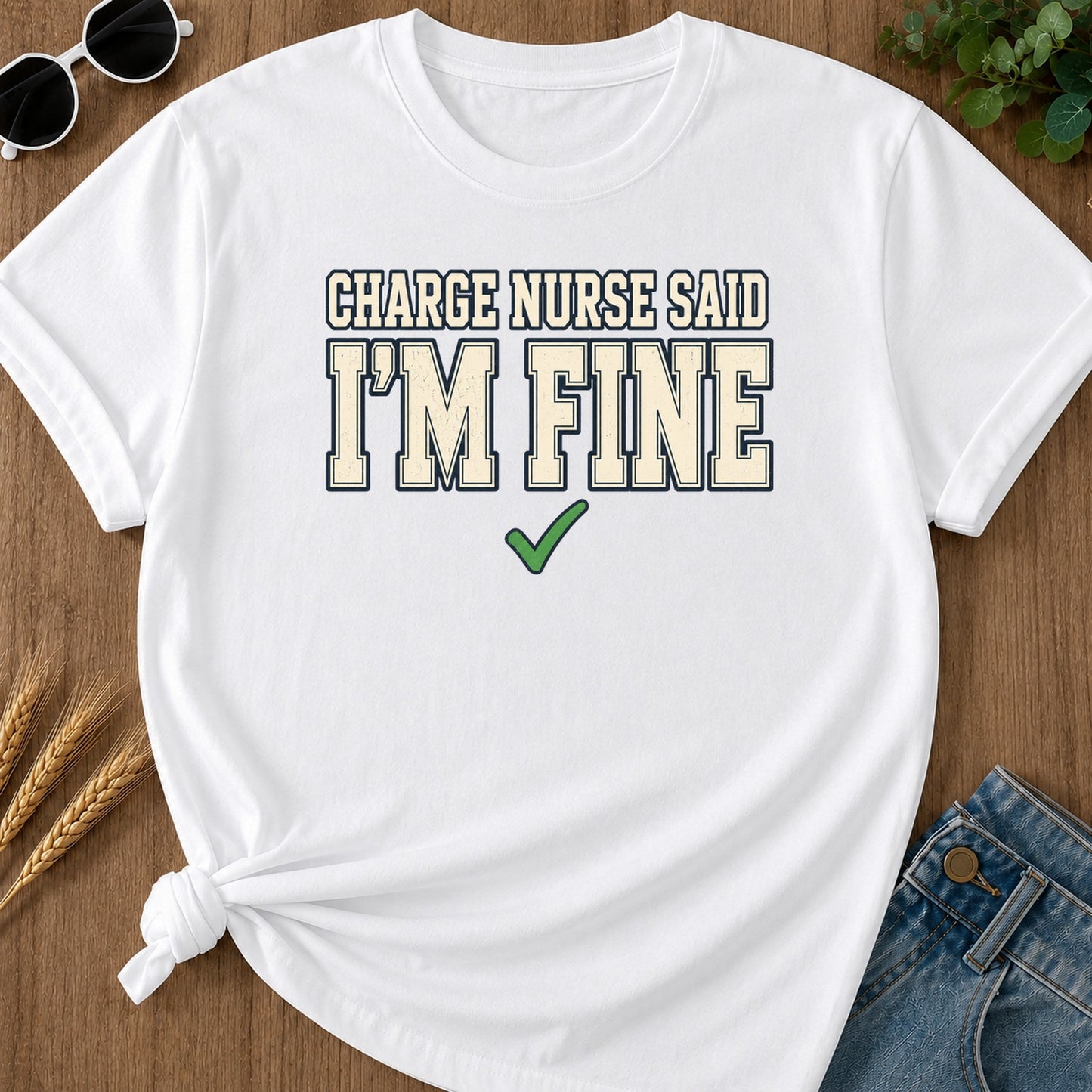 Fine Varsity T-Shirt - White Mockup