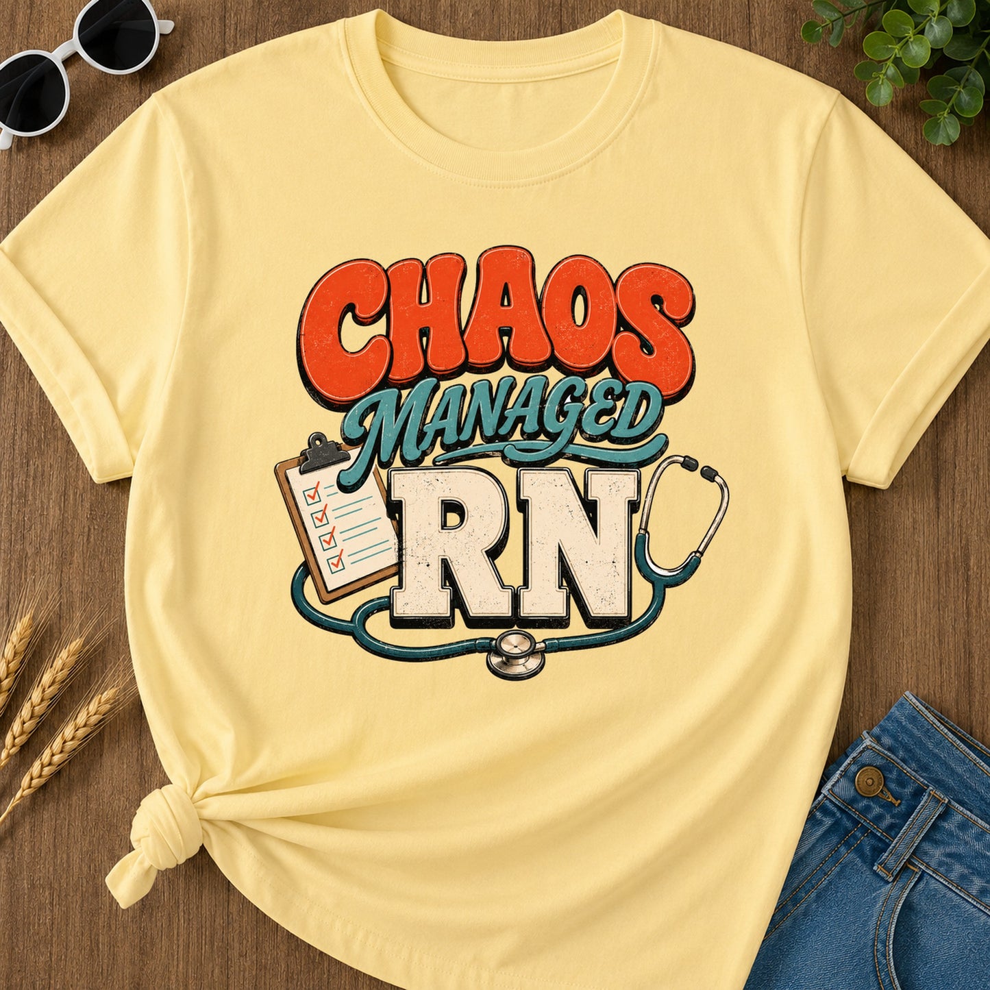 Chaos Managed 2 T-Shirt - Butter Mockup