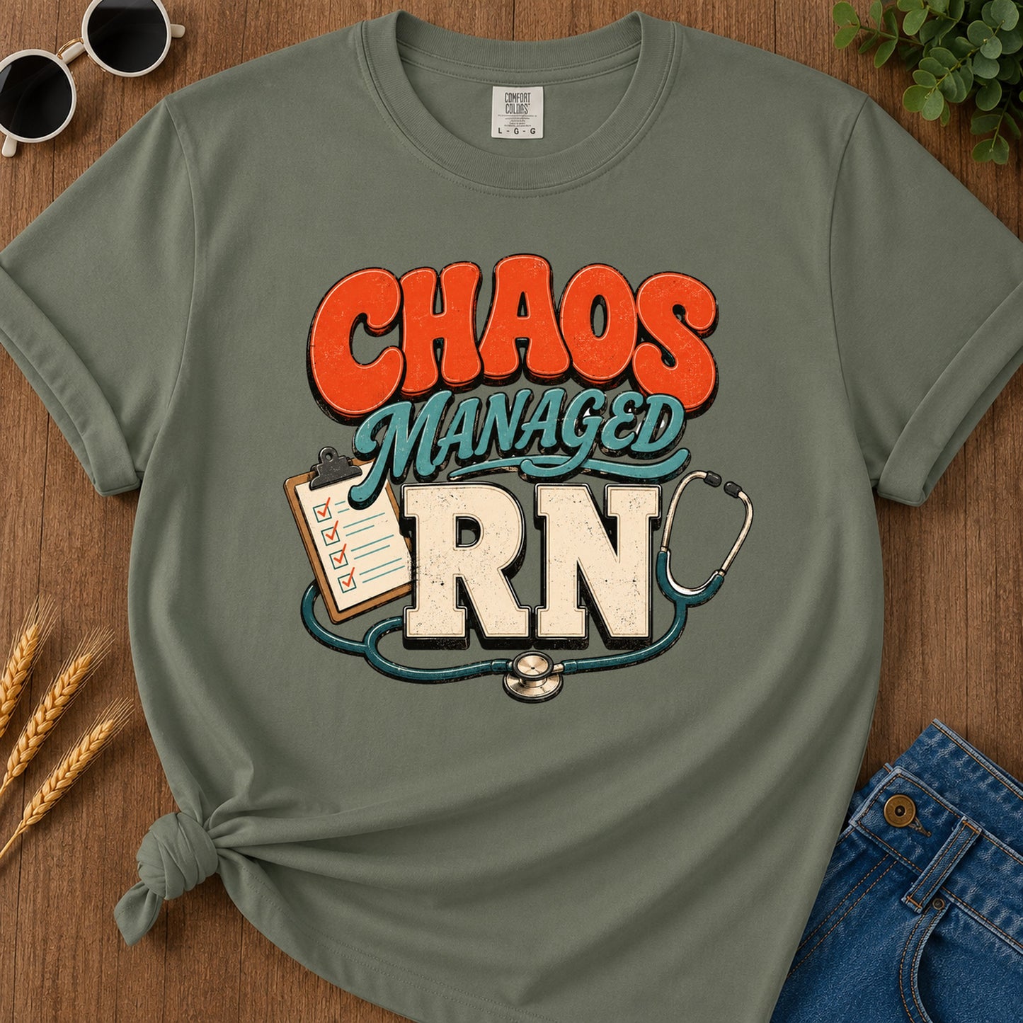 Chaos Managed 2 T-Shirt - Moss Mockup
