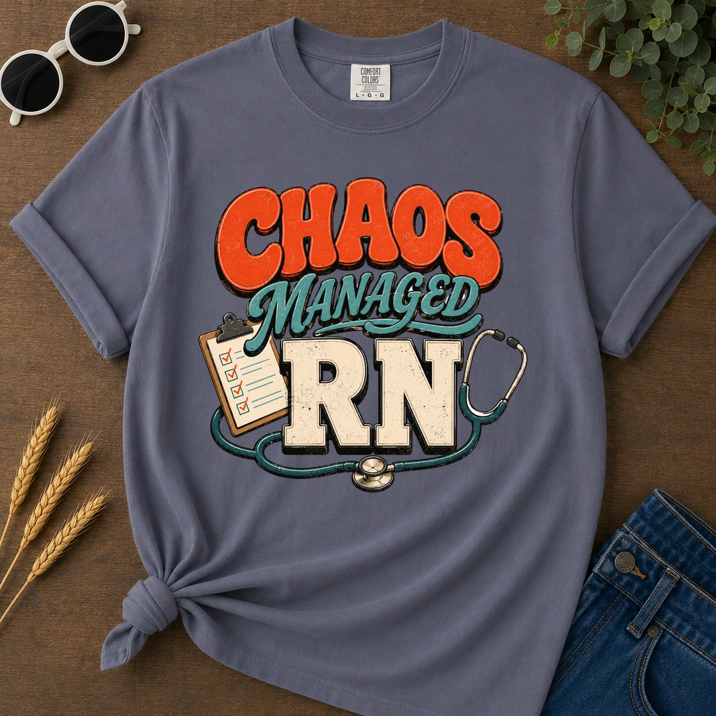Chaos Managed 2 T-Shirt - Navy Mockup