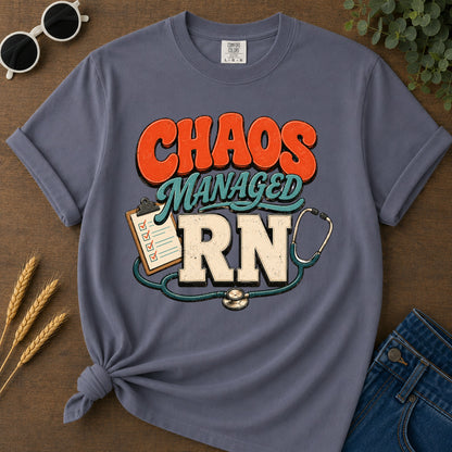 Chaos Managed 2 T-Shirt - Navy Mockup