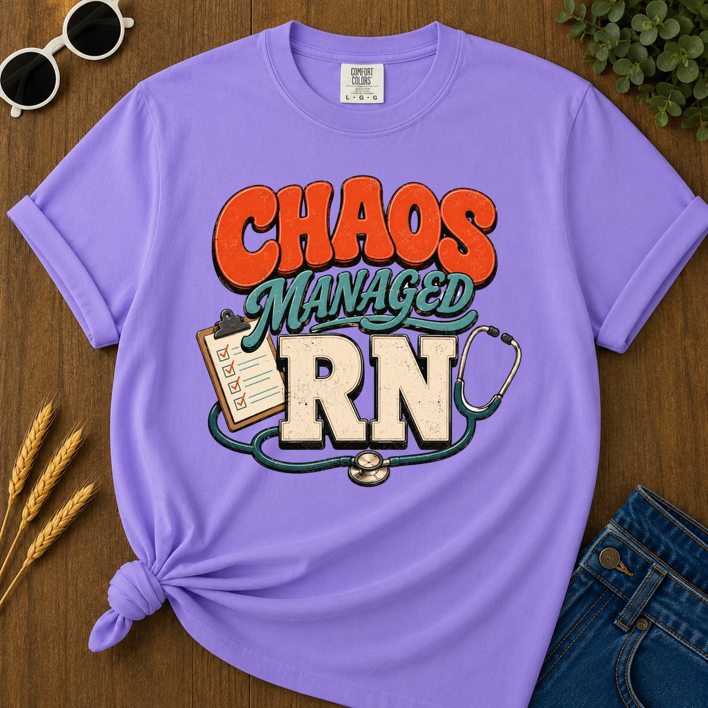 Chaos Managed 2 T-Shirt - Violet Mockup