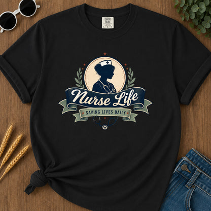 Vintage Badge T-Shirt - Black Mockup