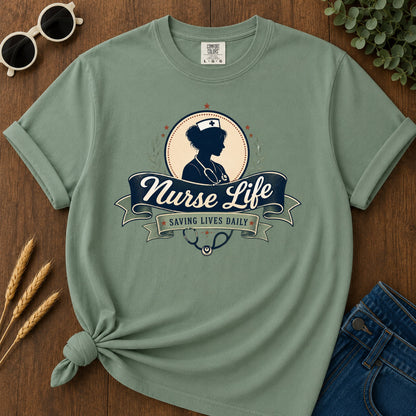 Vintage Badge T-Shirt - Light Green Mockup