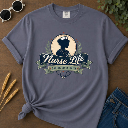 Vintage Badge T-Shirt - Navy Mockup
