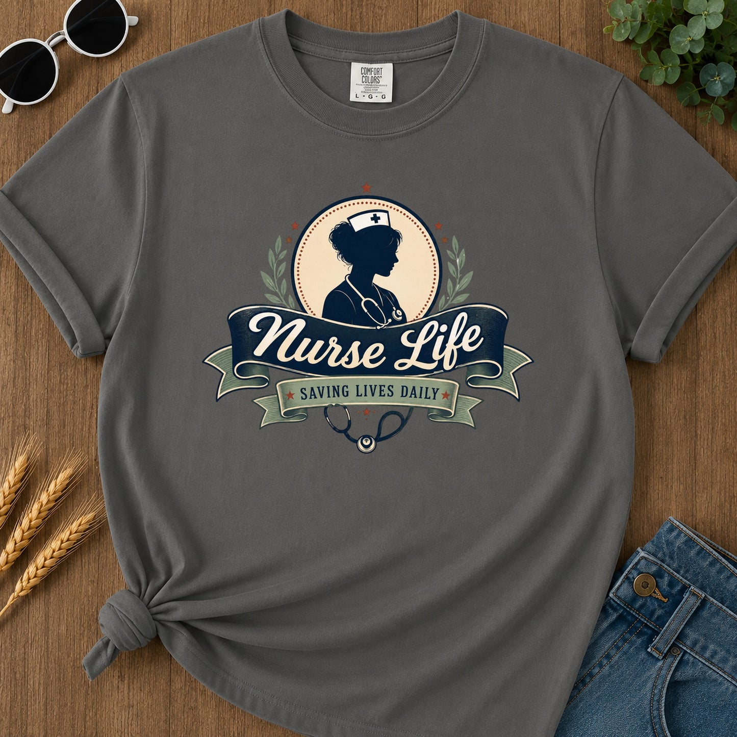 Vintage Badge T-Shirt - Pepper Mockup