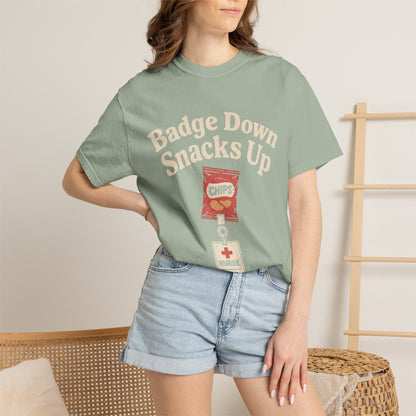 Badge Down Snacks Up