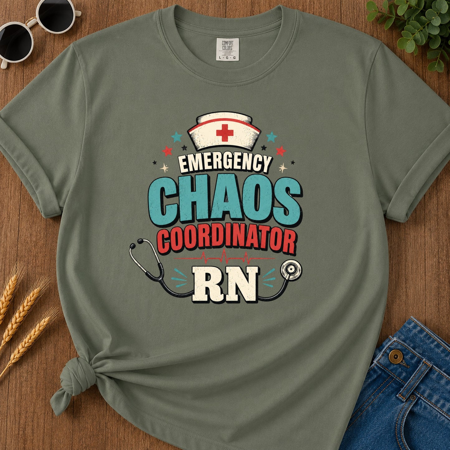 Emergency Chaos 2 T-Shirt - Moss Mockup
