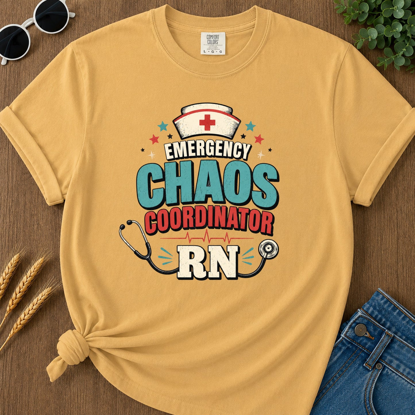 Emergency Chaos 2 T-Shirt - Mustard Mockup