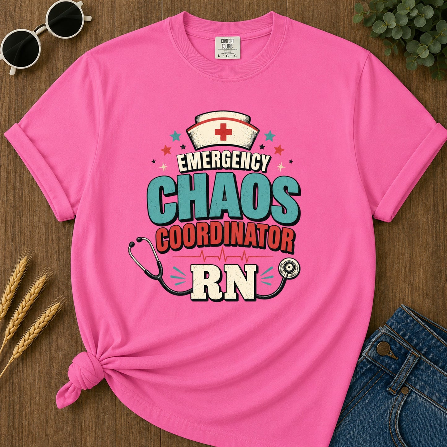 Emergency Chaos 2 T-Shirt - Neon Pink Mockup