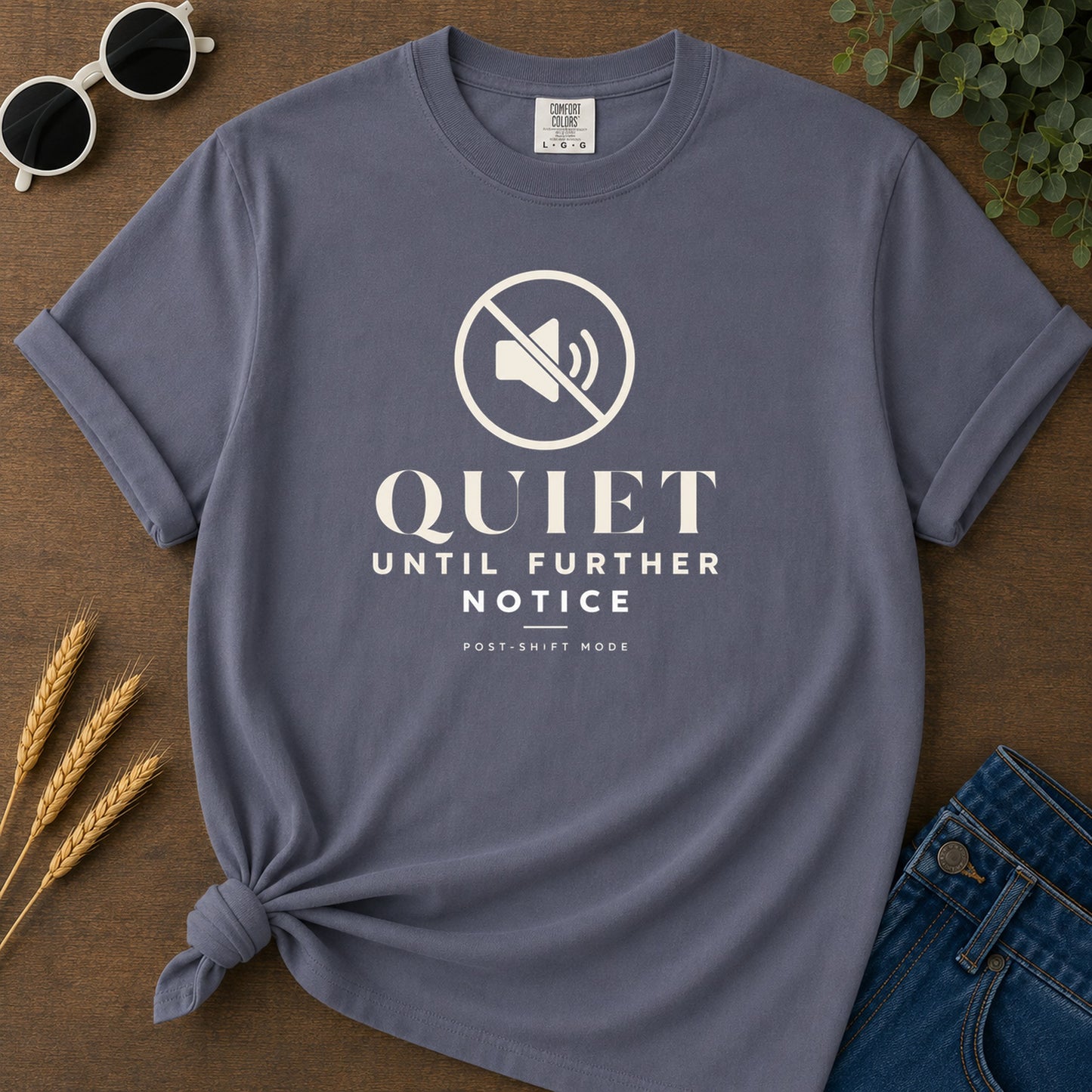 Quiet Further Notice T-Shirt - Navy Mockup