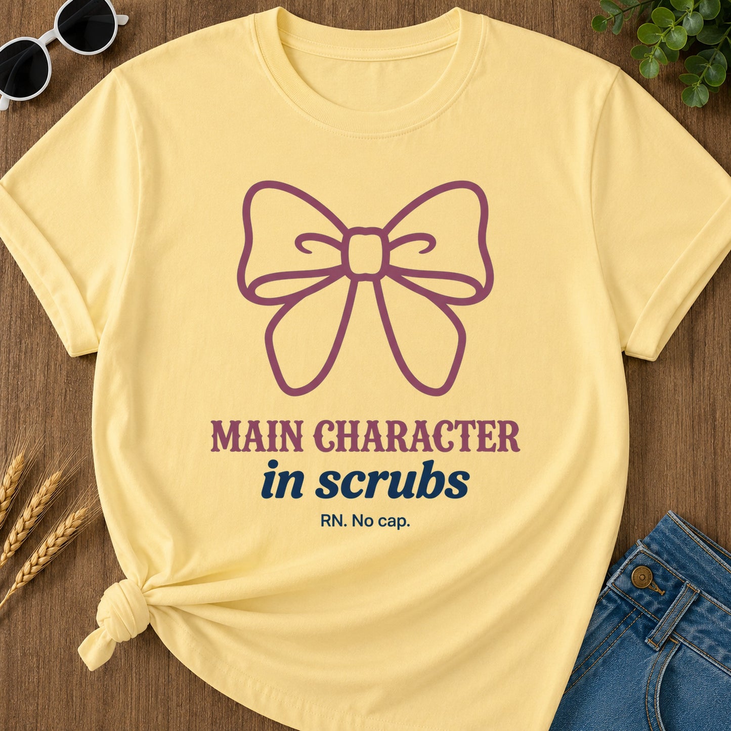 Main Character Scrubs T-Shirt - Butter Mockup