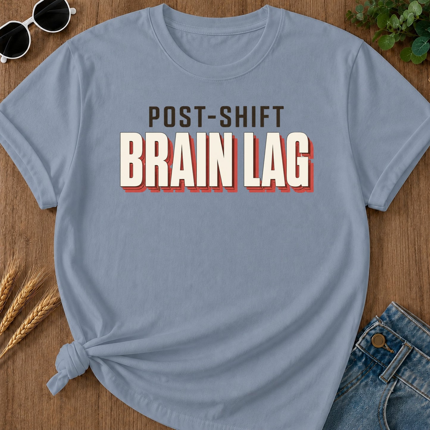 Post Shift Brainlag 2 T-Shirt - Blue Jean Mockup