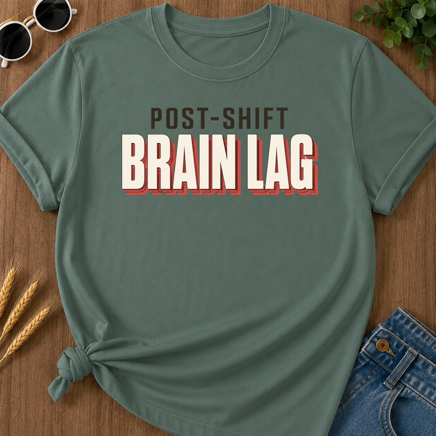 Post Shift Brainlag 2 T-Shirt - Blue Spruce Mockup