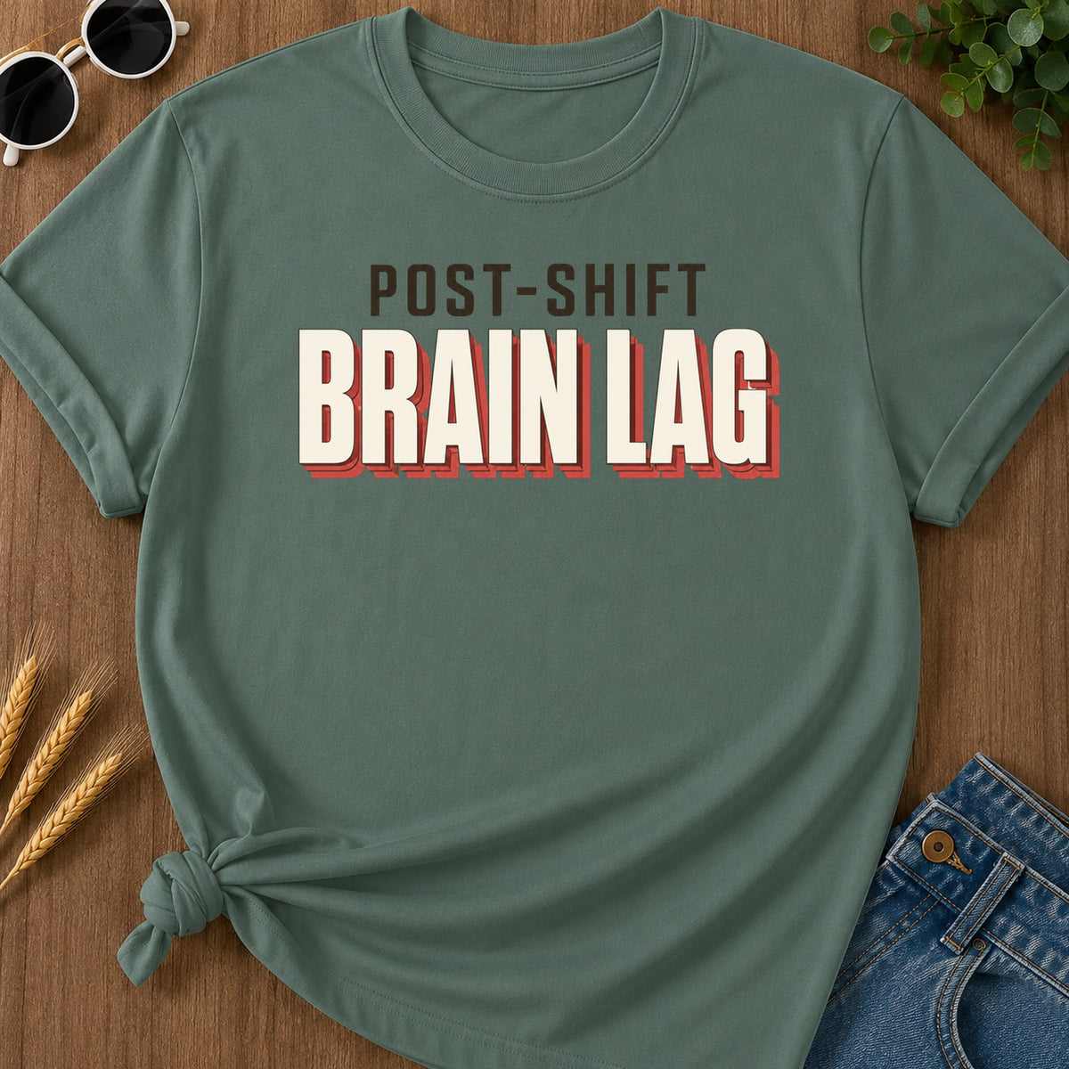 Post Shift Brainlag 2 T-Shirt - Blue Spruce Mockup