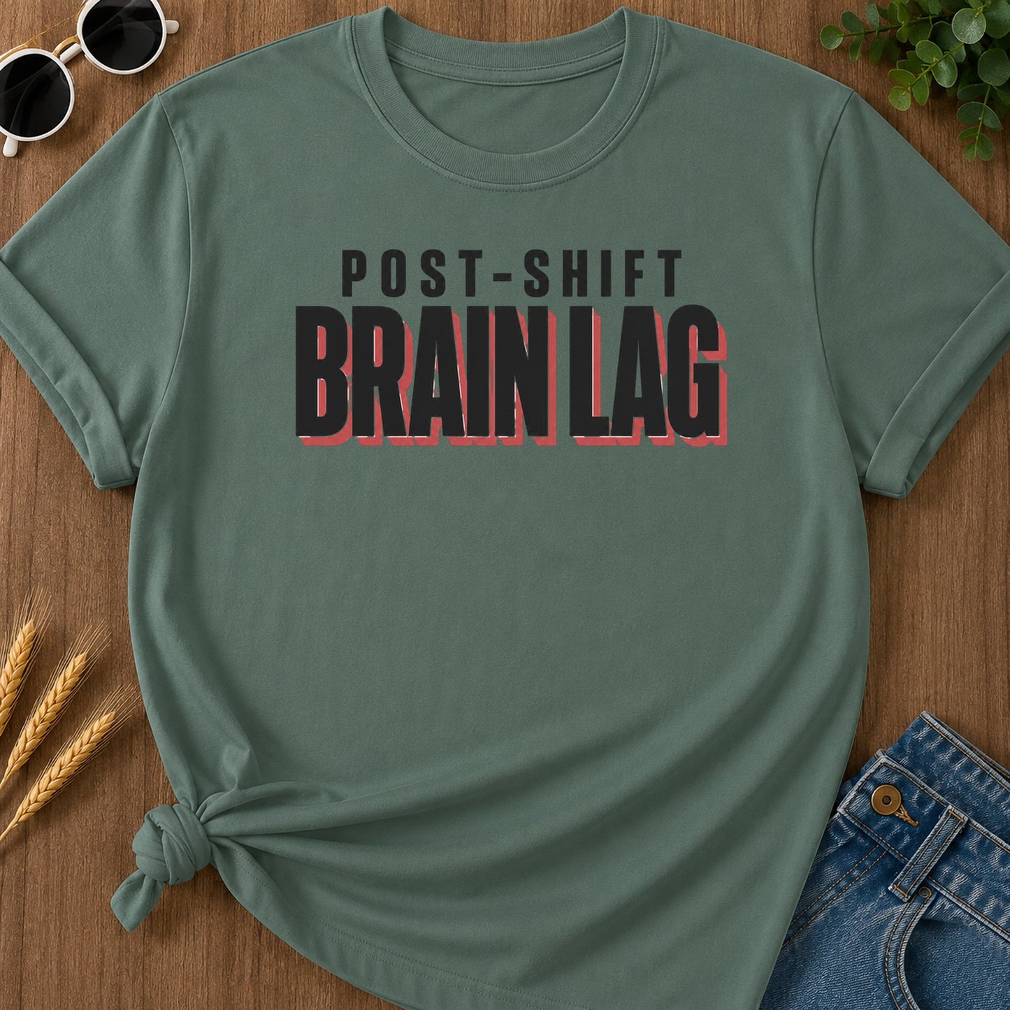 Post Shift Brainlag 3 T-Shirt - Blue Spruce Mockup