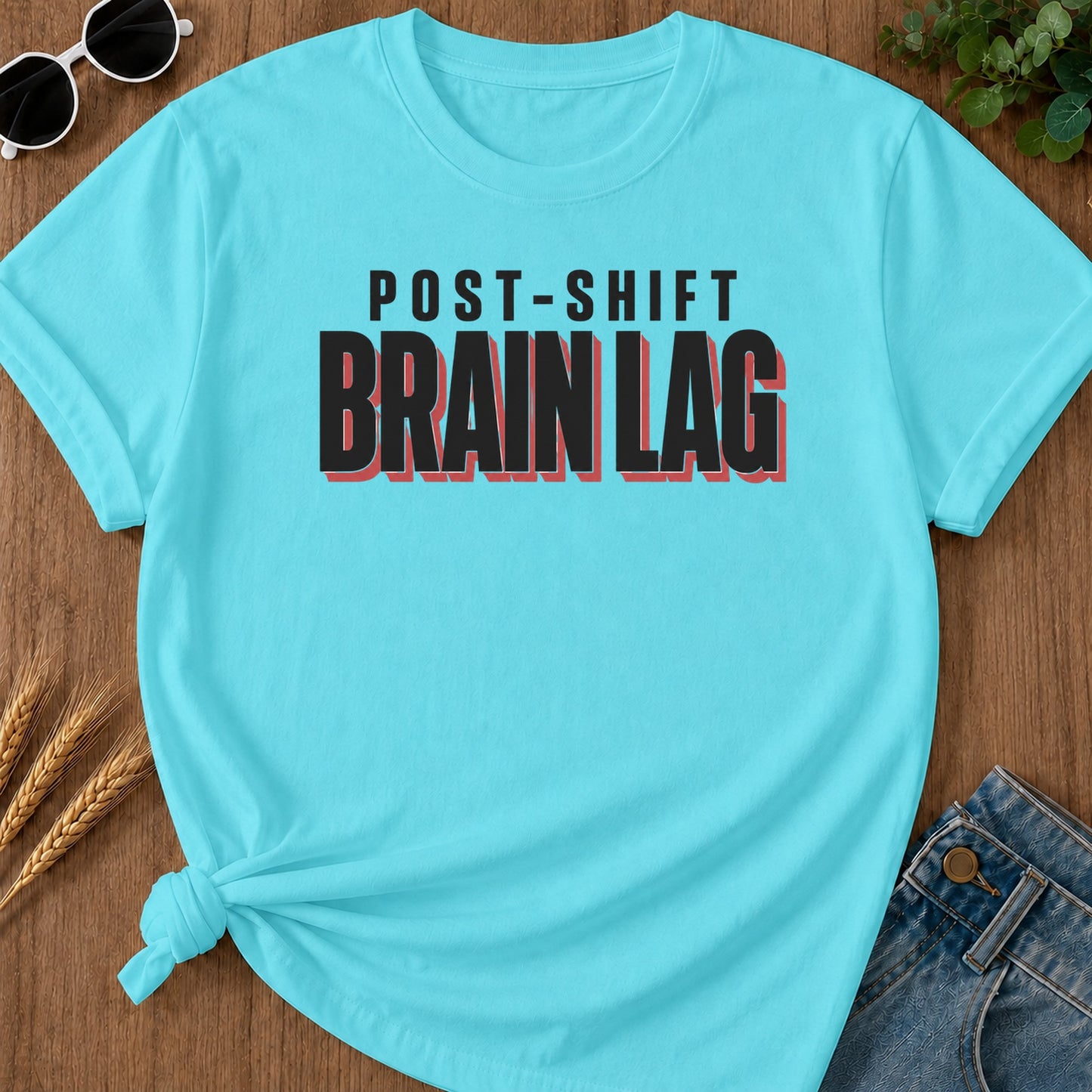 Post Shift Brainlag 3 T-Shirt - Lagoon Blue Mockup