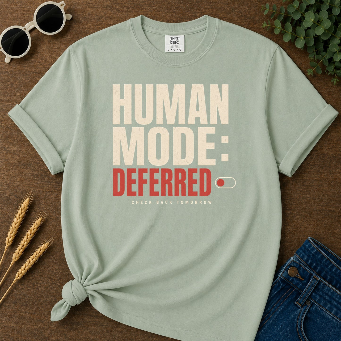 Human Mode Deferred 387 T-Shirt - Bay Mockup
