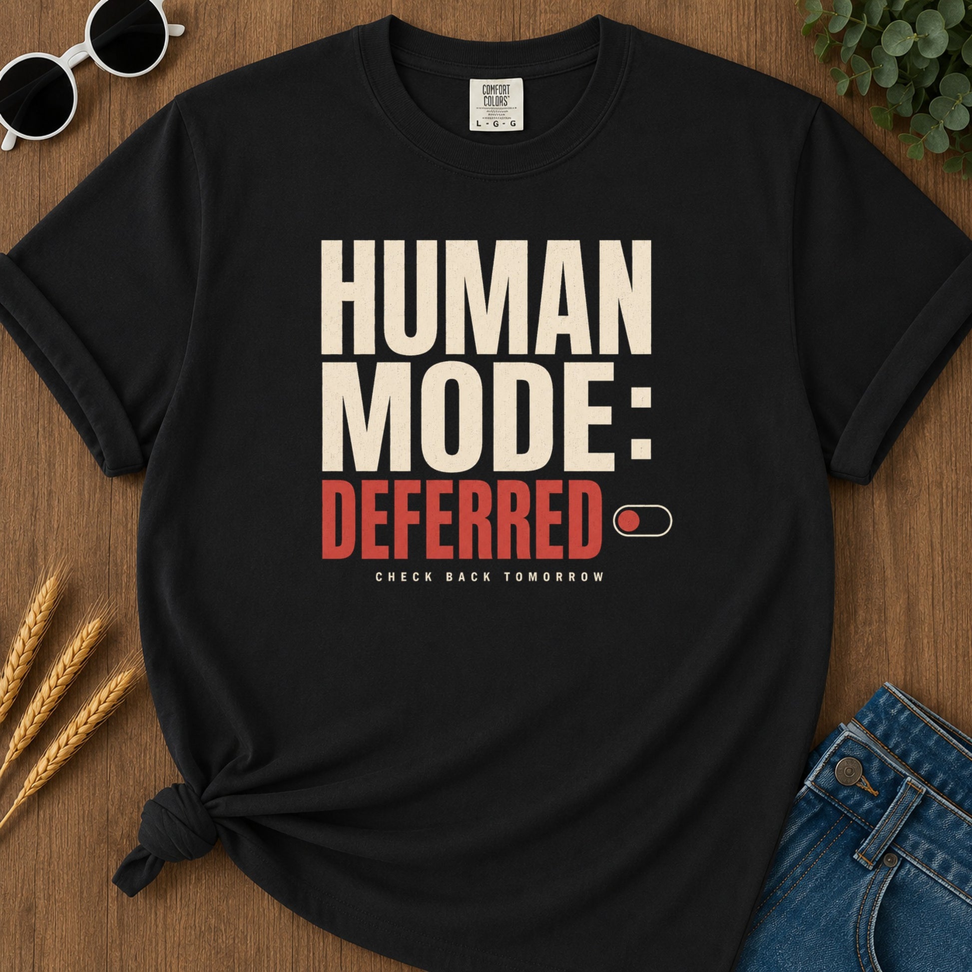 Human Mode Deferred 387 T-Shirt - Black Mockup