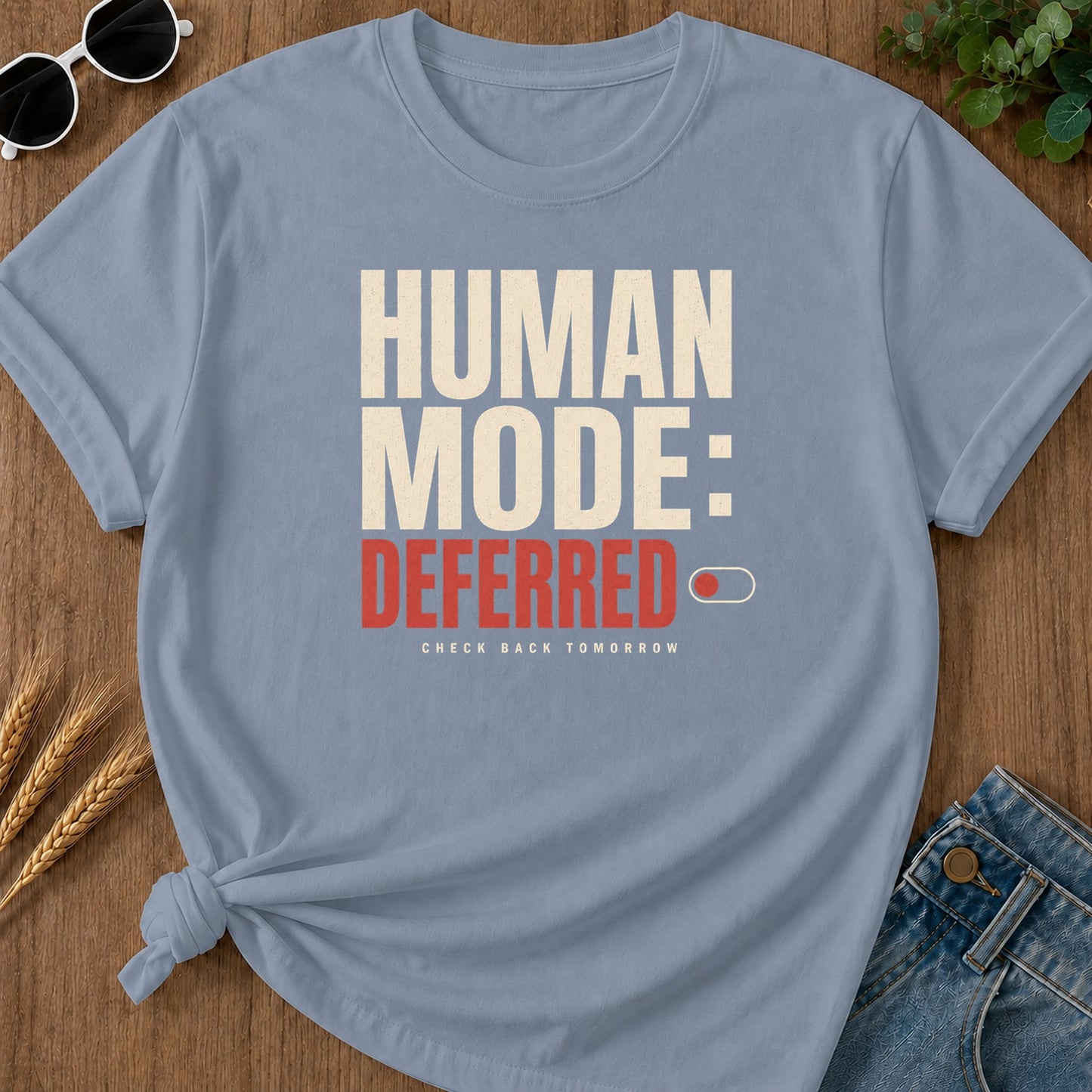 Human Mode Deferred 387 T-Shirt - Blue Jean Mockup