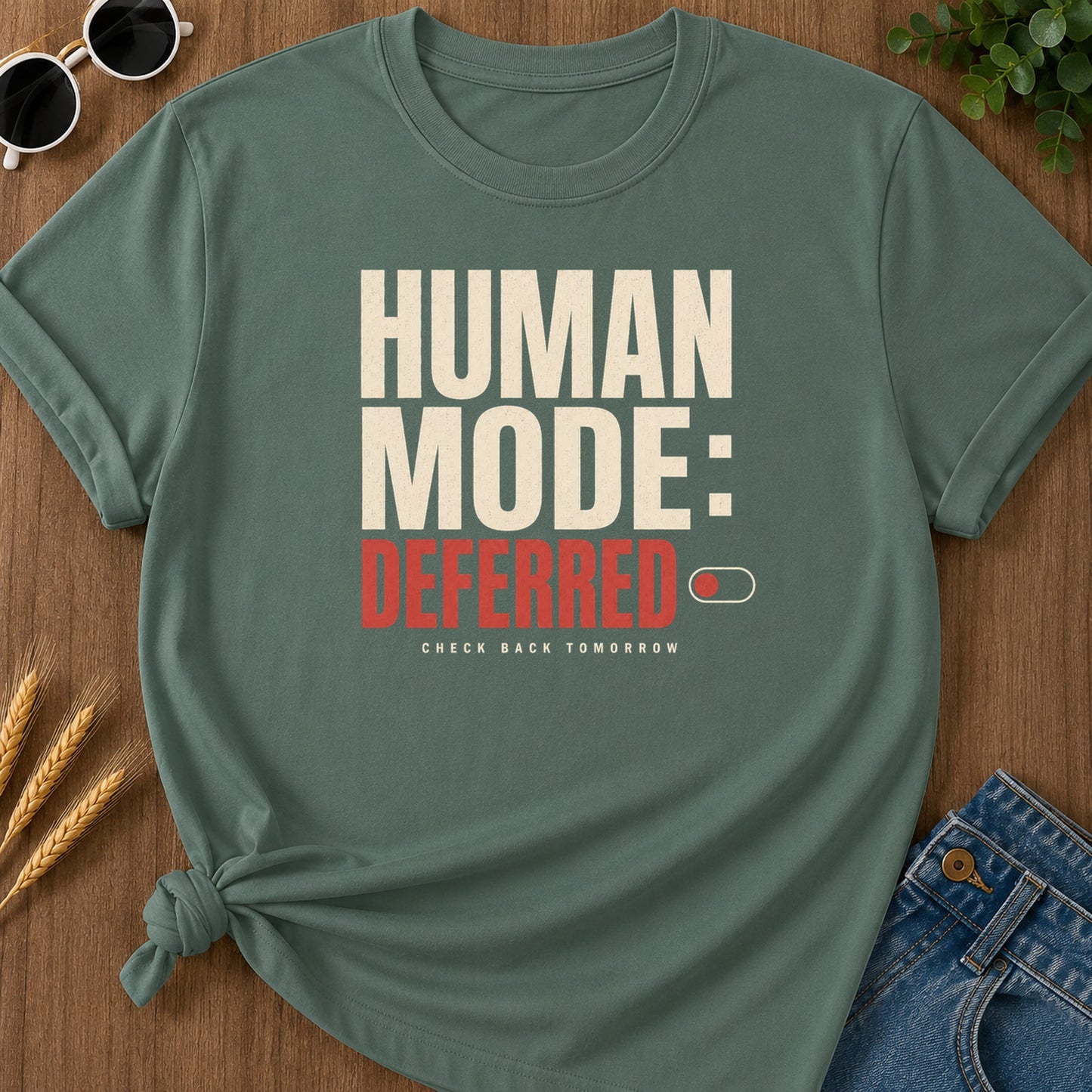 Human Mode Deferred 387 T-Shirt - Blue Spruce Mockup