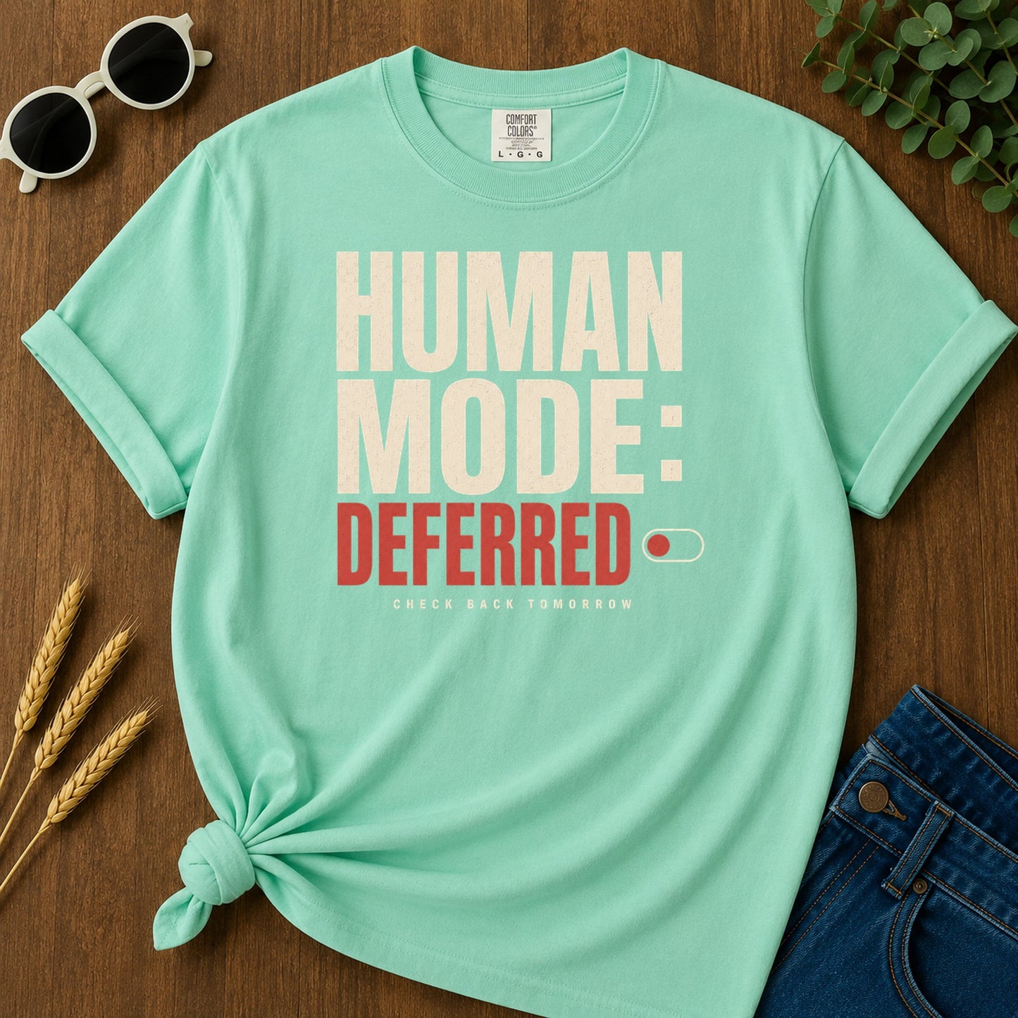 Human Mode Deferred 387 T-Shirt - Island Reef Mockup