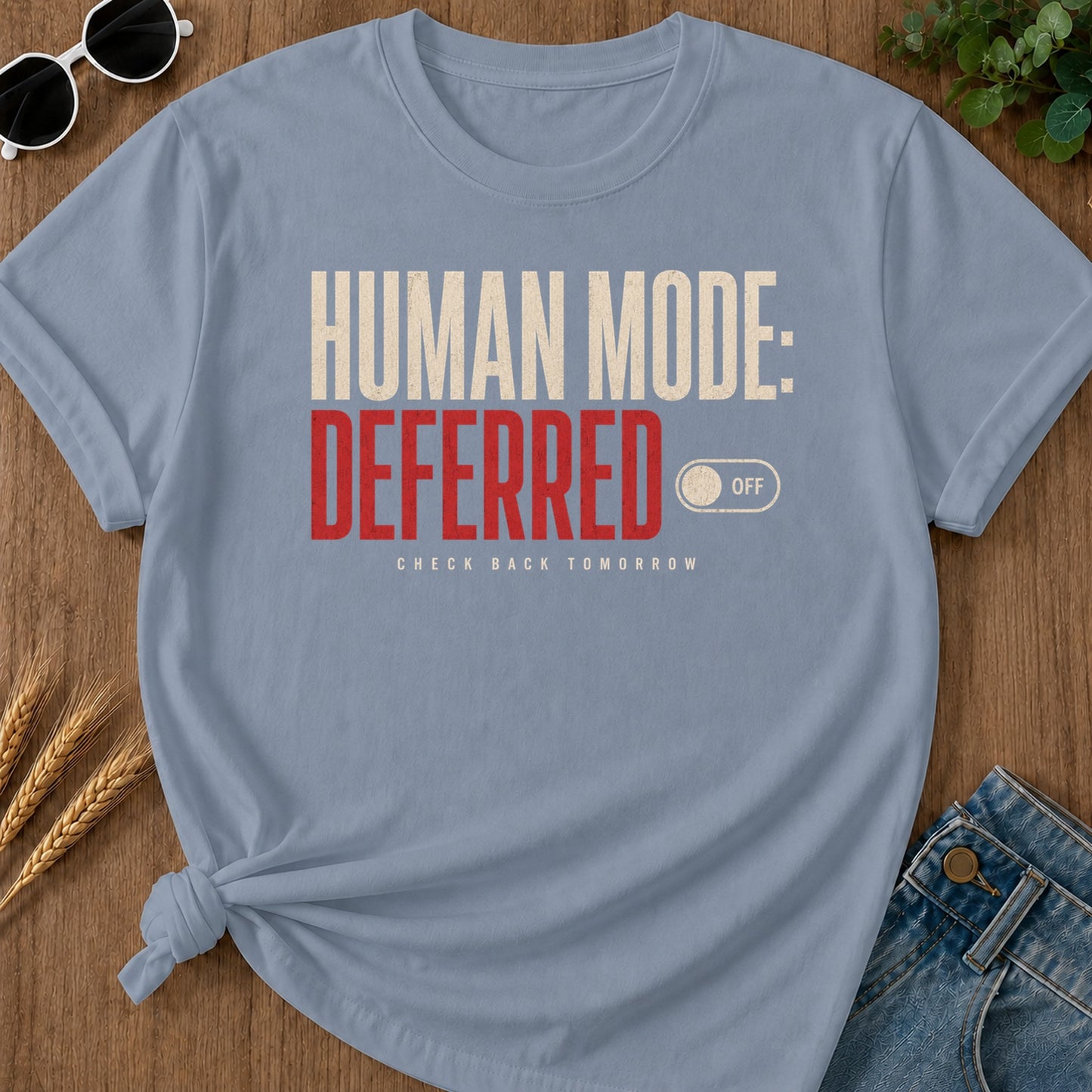 Human Mode Deferred 388 T-Shirt - Blue Jean Mockup