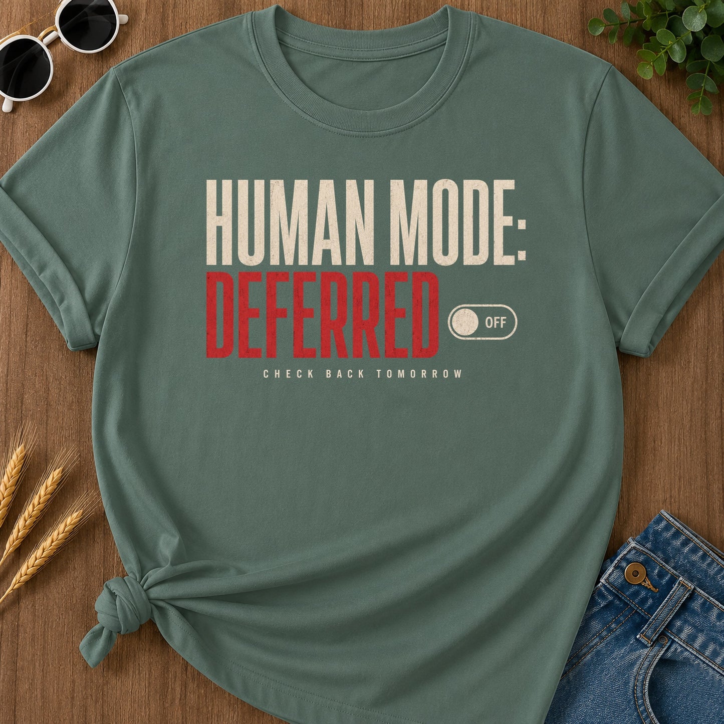 Human Mode Deferred 388 T-Shirt - Blue Spruce Mockup