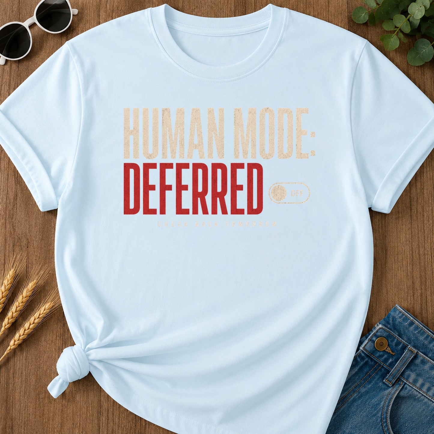 Human Mode Deferred 388 T-Shirt - Chambray Mockup