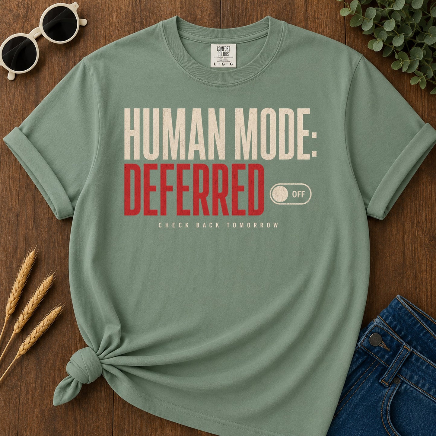 Human Mode Deferred 388 T-Shirt - Light Green Mockup