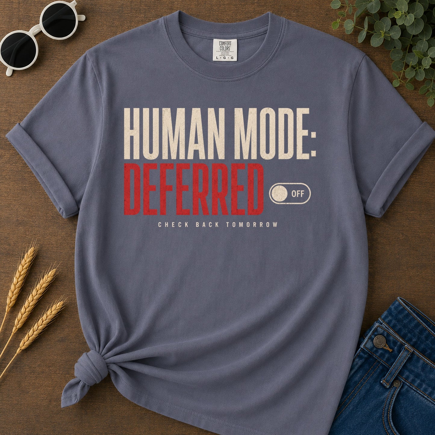 Human Mode Deferred 388 T-Shirt - Navy Mockup