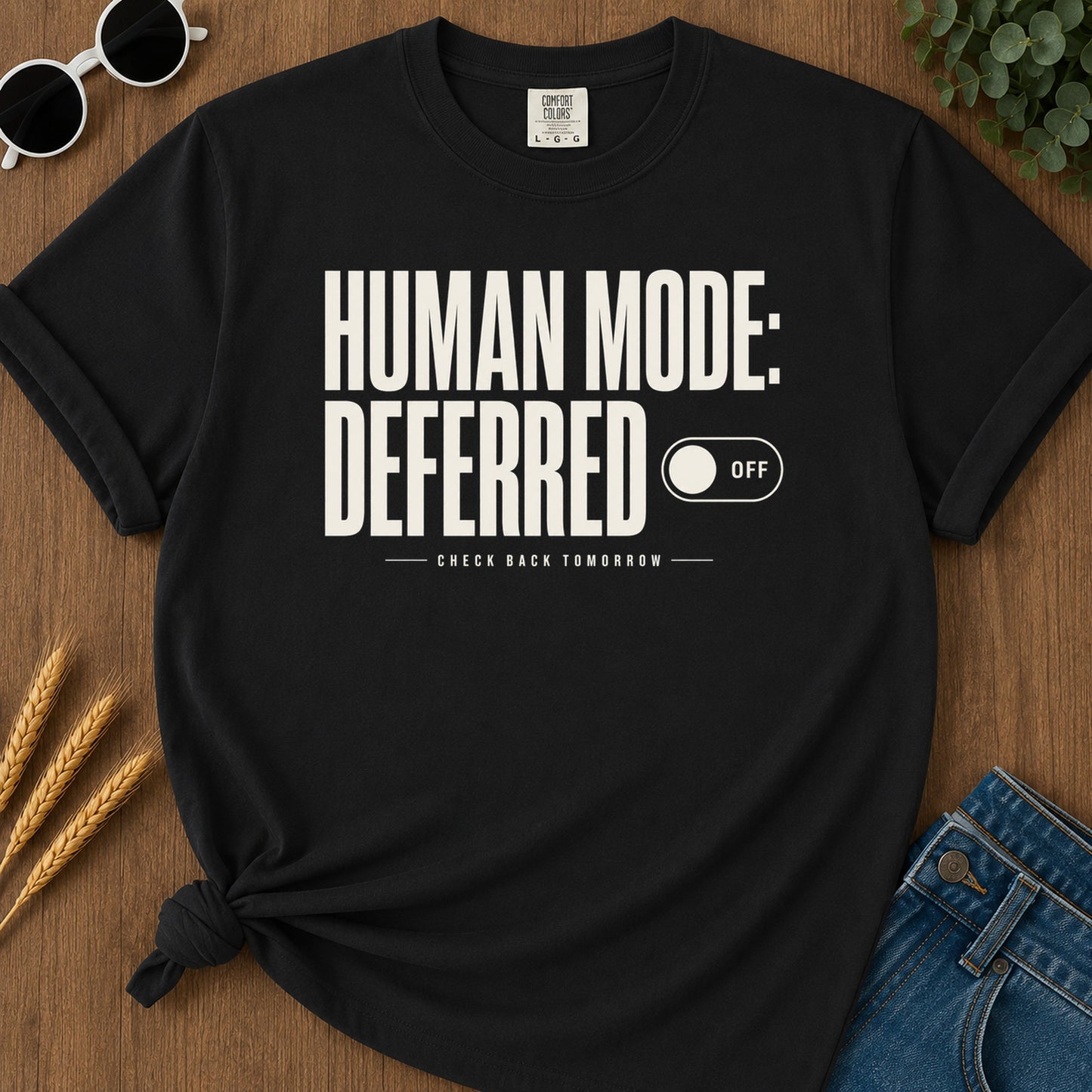 Human Mode Deferred 389 T-Shirt - Black Mockup