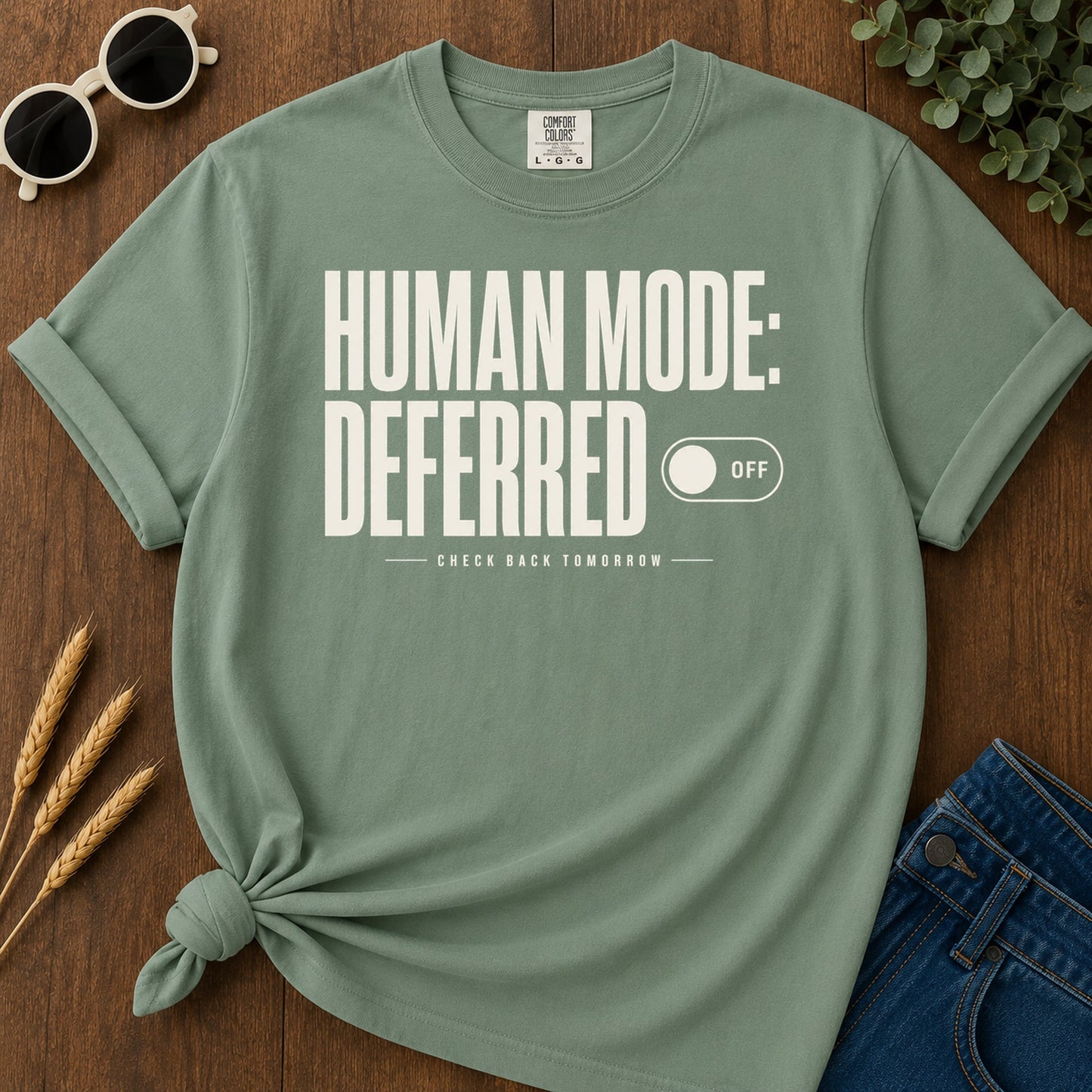 Human Mode Deferred 389 T-Shirt - Light Green Mockup