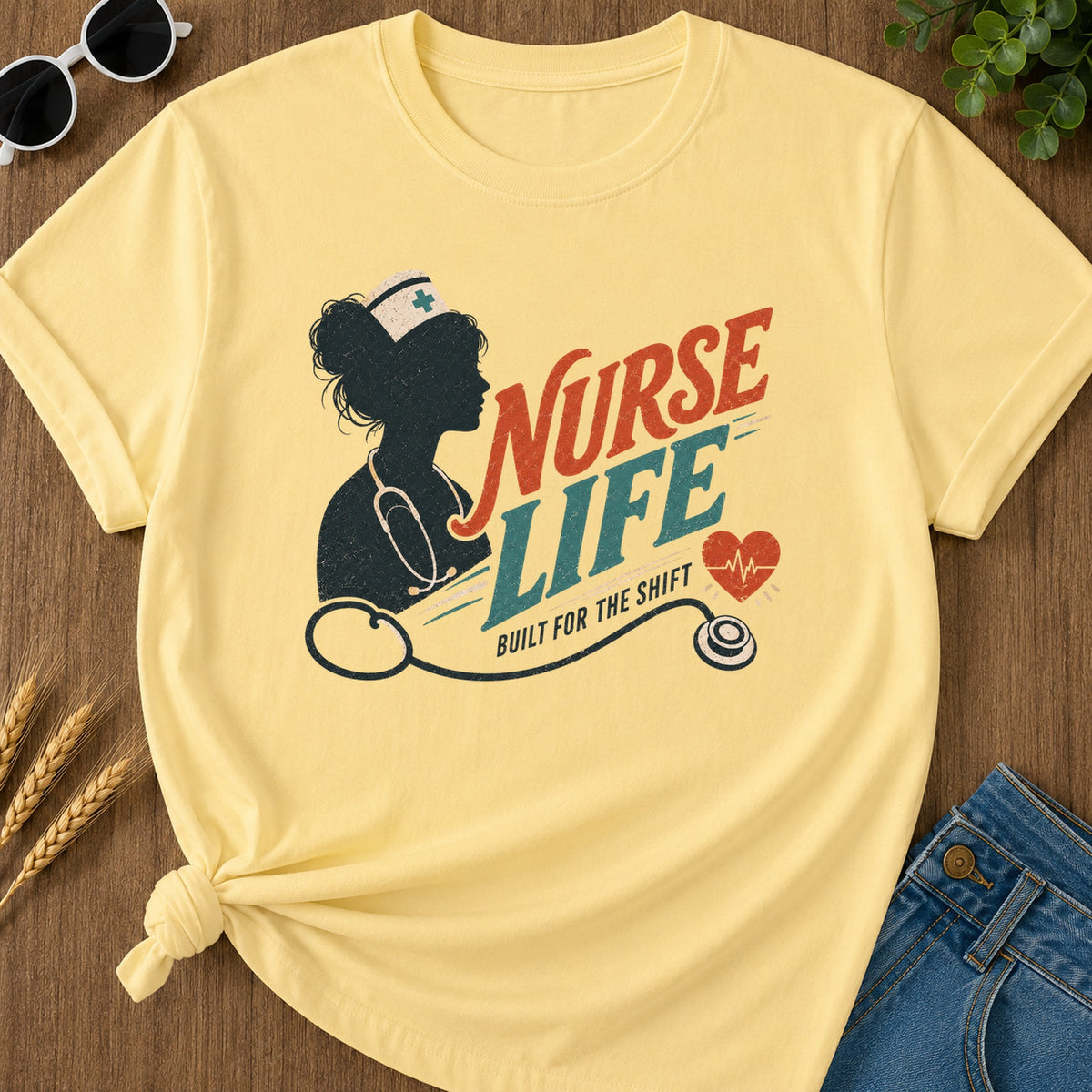 Built Shift T-Shirt - Butter Mockup