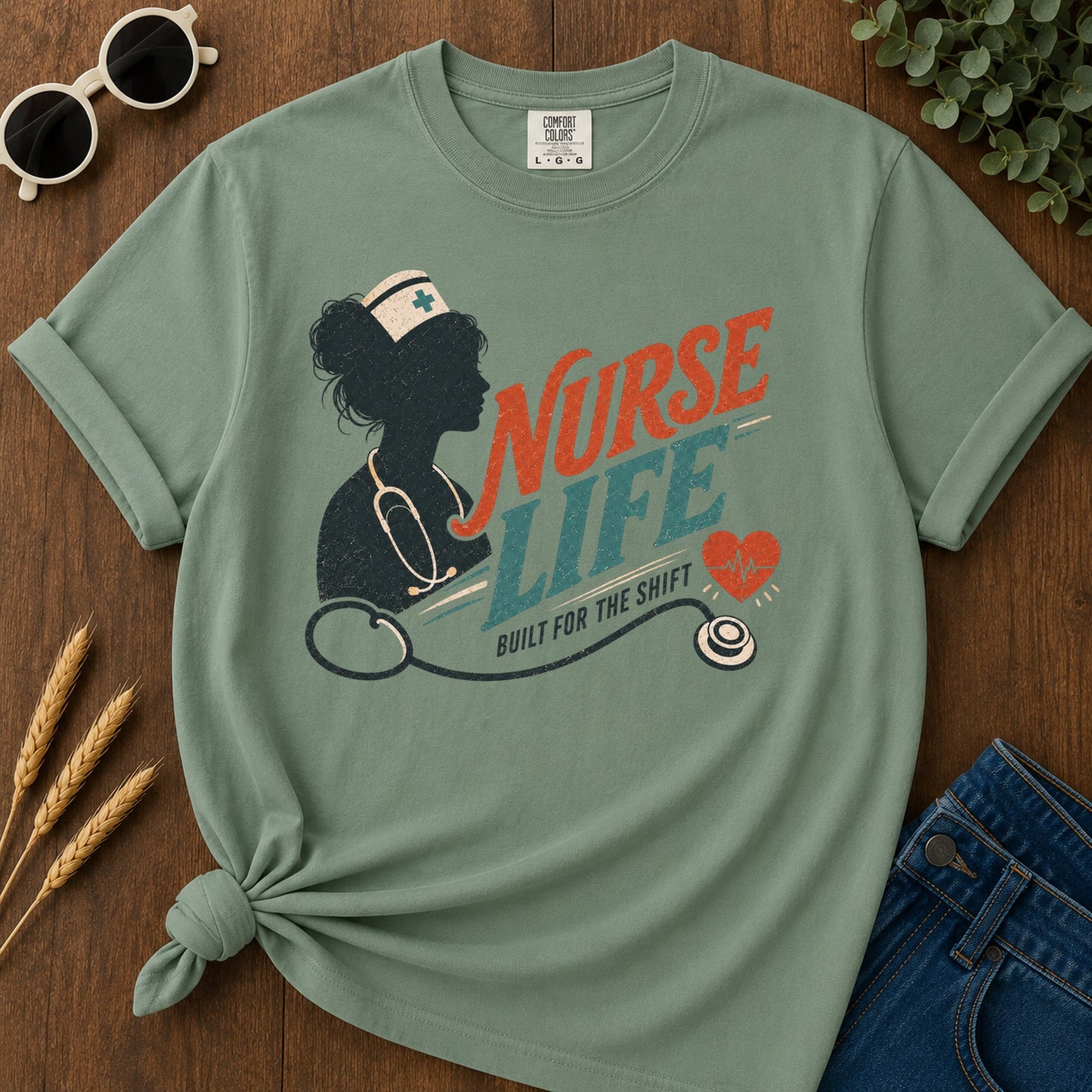 Built Shift T-Shirt - Light Green Mockup