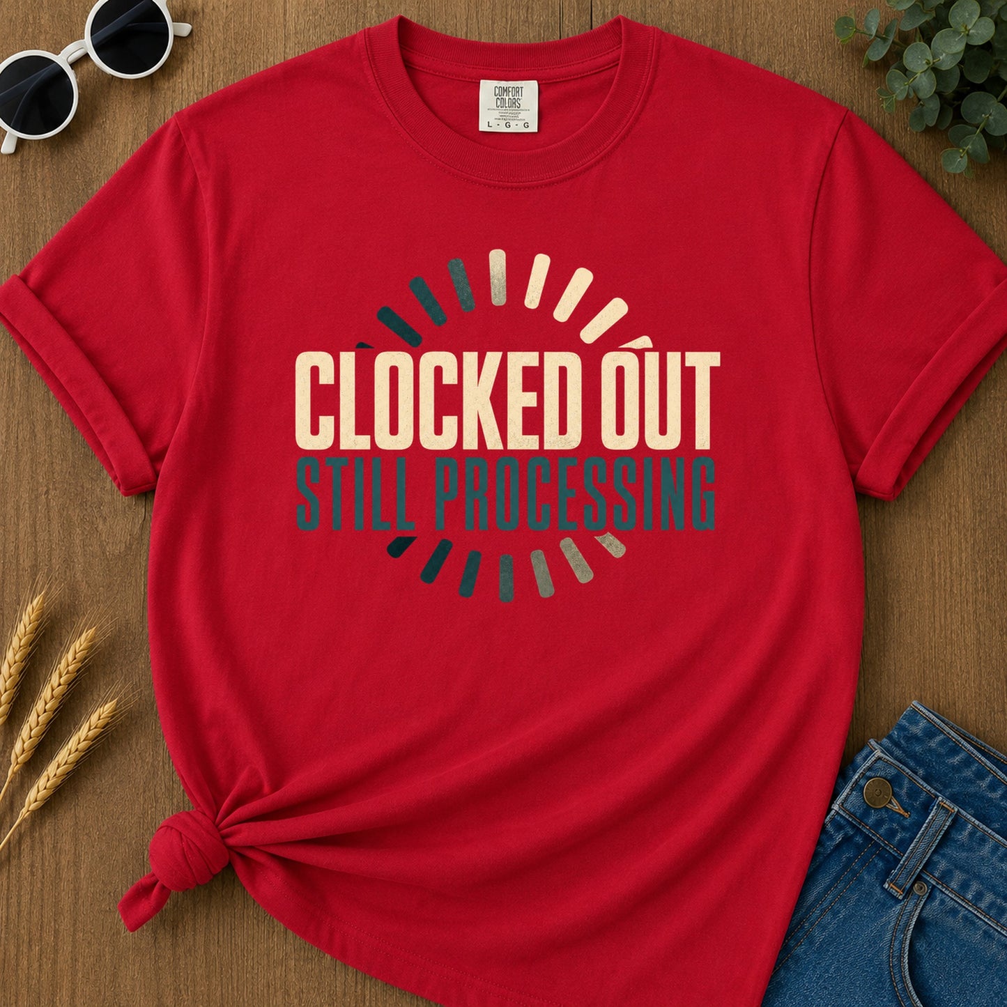Clocked Processing 3 T-Shirt - Red Mockup