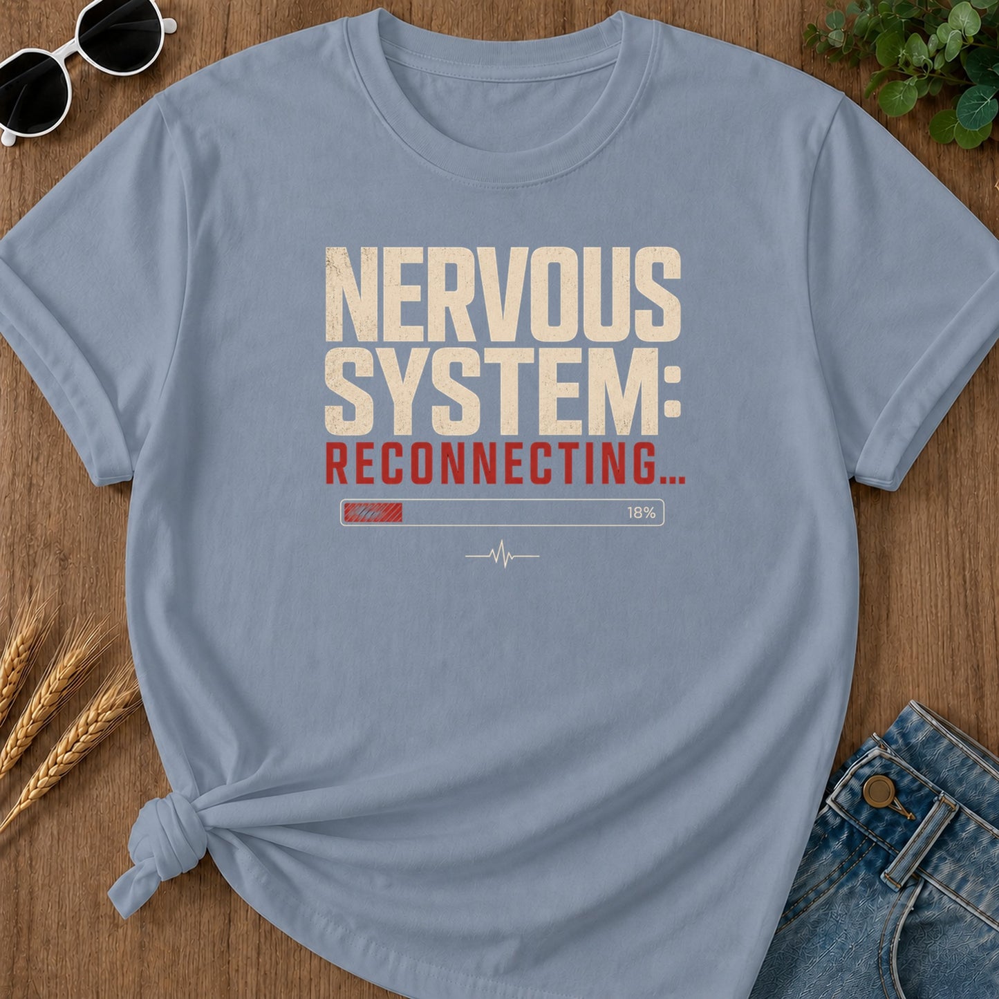 Nervous System Reconnecting 2 T-Shirt - Blue Jean Mockup